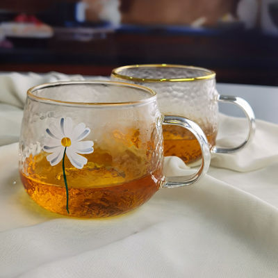 qualité Borosilicate martelé texture verre à boire avec bordure dorée usine