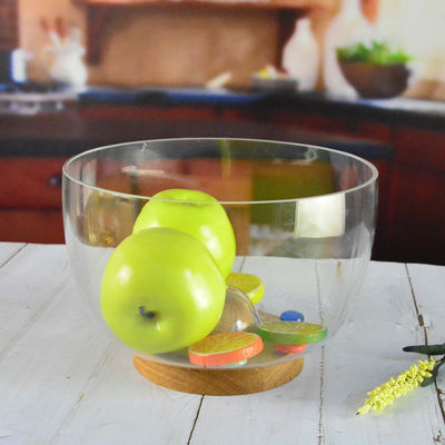 qualité 9 pouces étagère de cristal de stockage en verre en salade conçue avec du cristal soufflé à la main et un support en bois massif présentant un fond de pointe qui améliore toute expérience culinaire usine