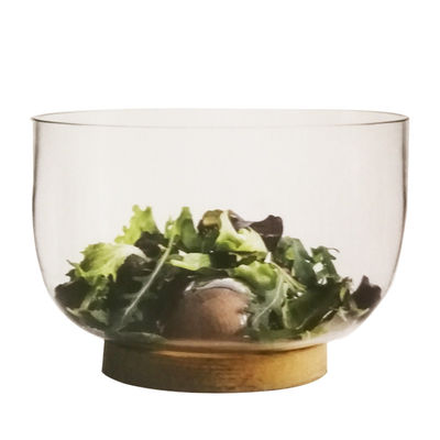 qualité 9 pouces étagère de cristal de stockage en verre en salade conçue avec du cristal soufflé à la main et un support en bois massif présentant un fond de pointe qui améliore toute expérience culinaire usine